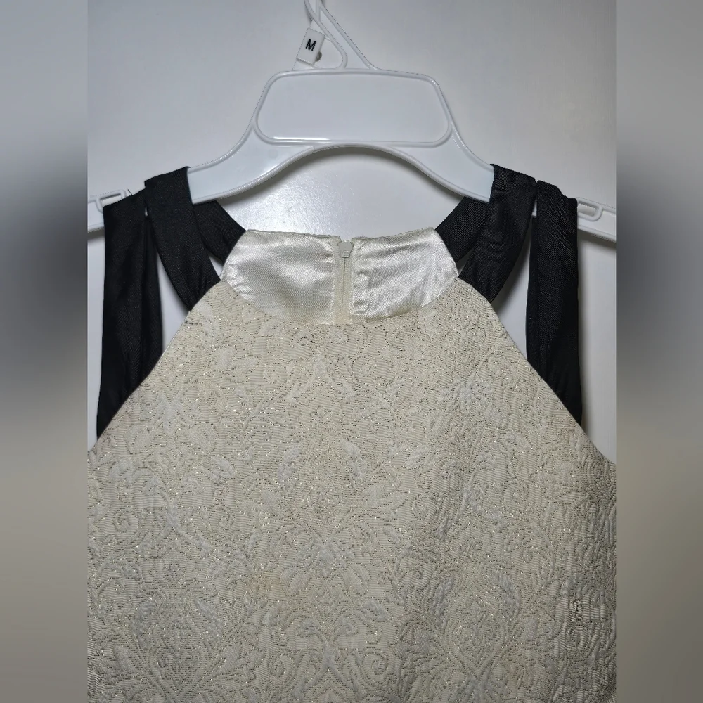 The Children's Place Cream and Black Jacquard Fit & Flare Formal Dress Size‎ 10